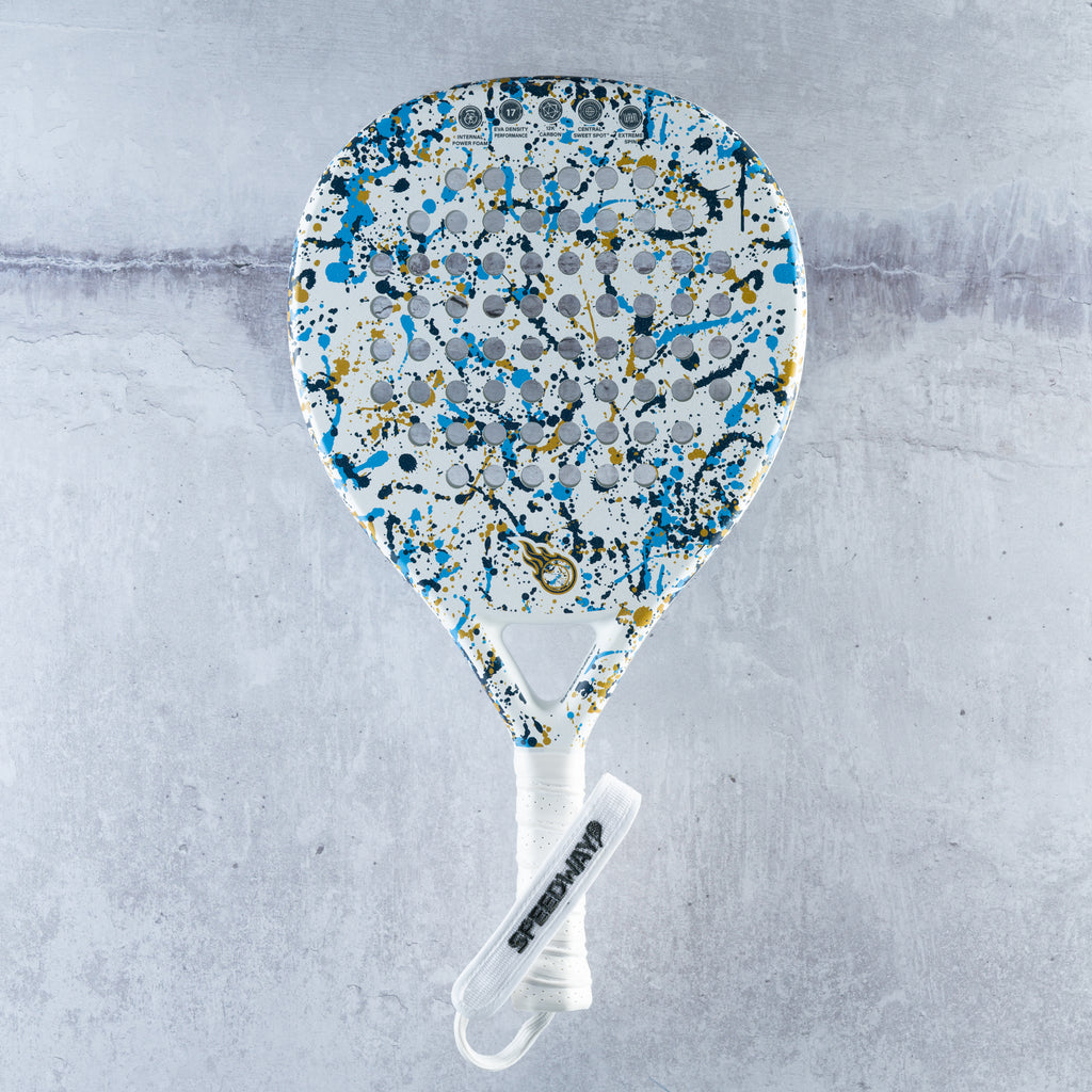 Splash Attack Pro 6 – White / Blue / Grey / Gold – Speedway Padel